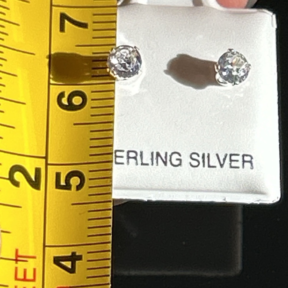 Sterling Silver Stud Earrings - Picture 3 of 4